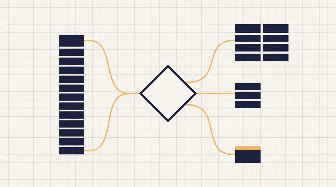 Abstract architectural illustration representing the Invoice triage for an ASX-listed wealth advisory firm engagement.